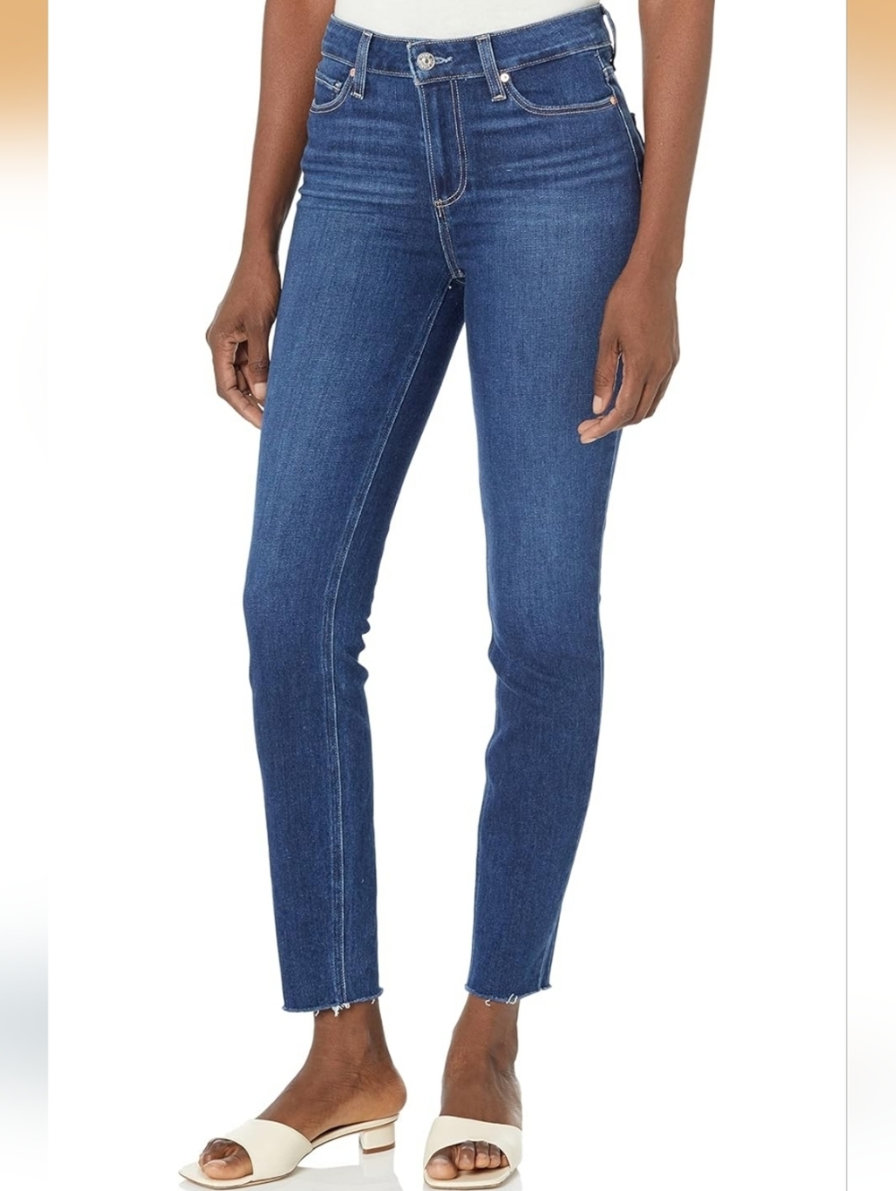 Paige Hoxton Ankle W/Raw Hem High Rise Skinny Cropped Blue Size 30
